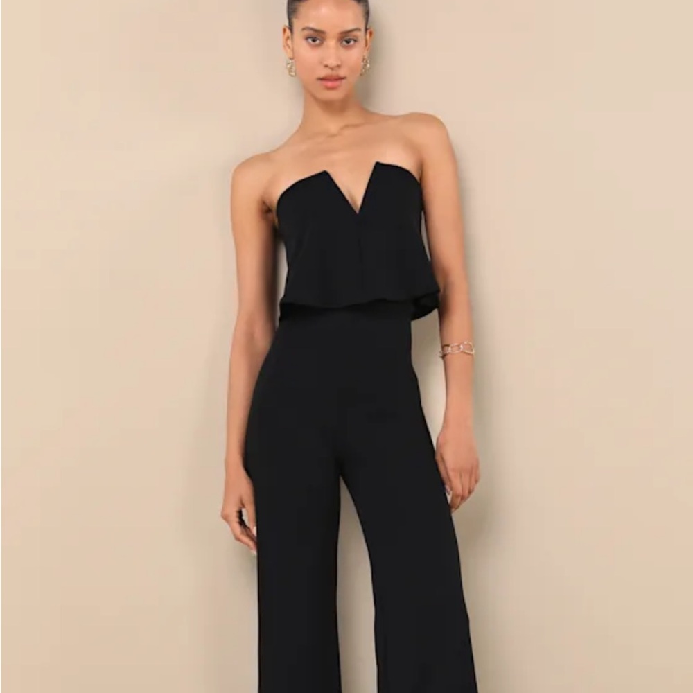 Lulu's Chic Black Strapless Jumpsuit